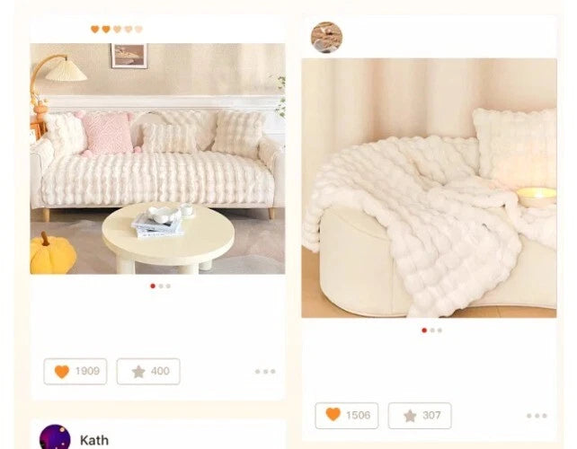 Rabbit Velvet Sofa Cover Three-Dimensional Warm Living Room Sofa Back Cushion