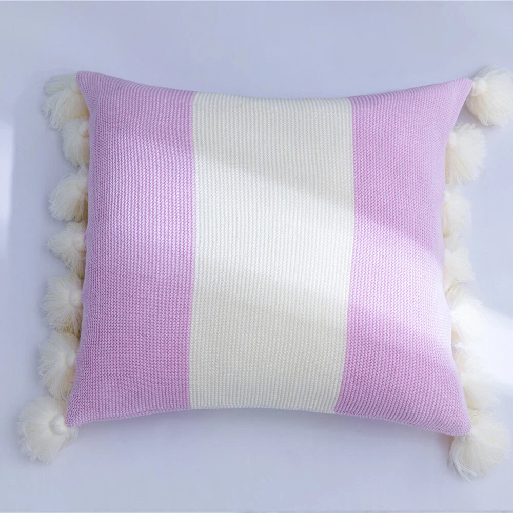 Sofa Knitted Tassel Throw Pillowcase Office Bed Waist Cushion Pillow Cover Decor