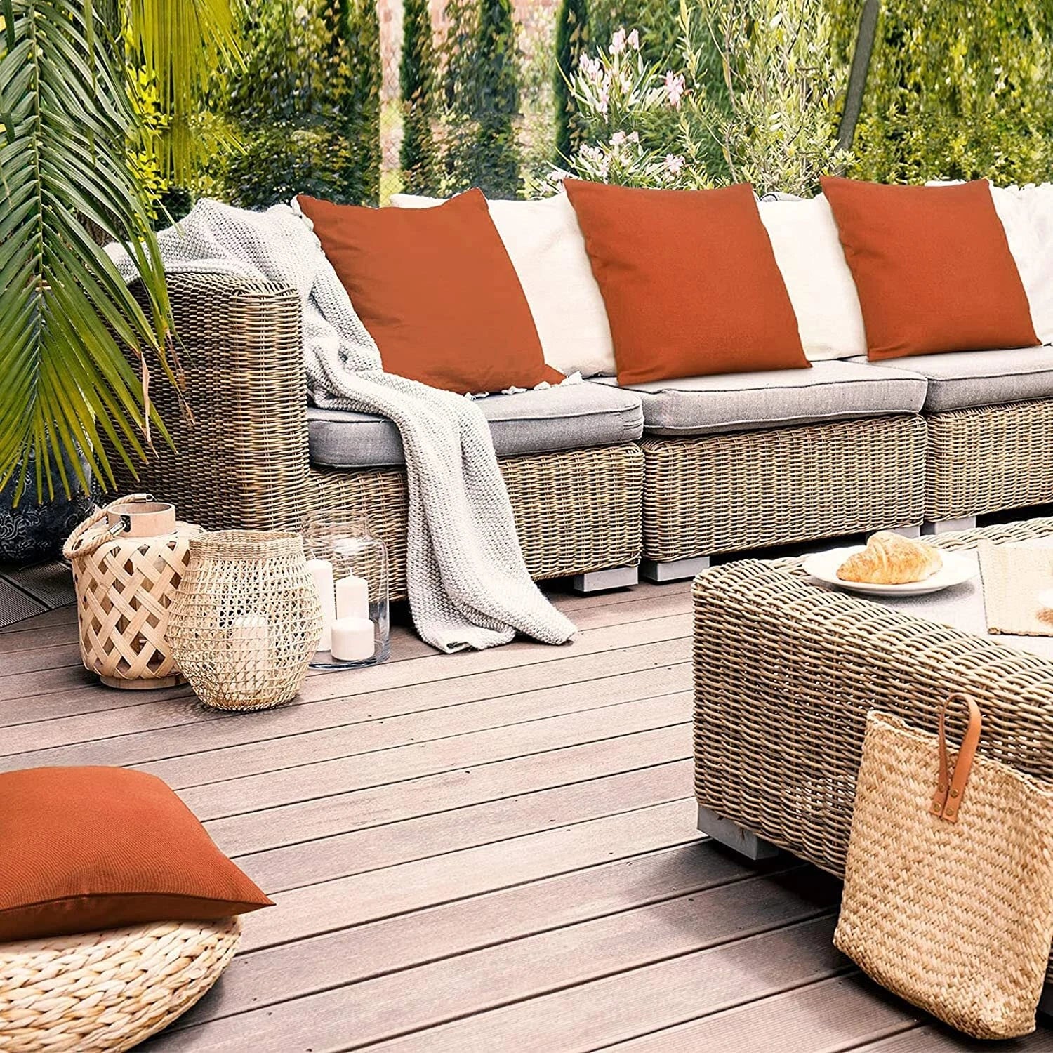 Outdoor Waterproof Cushion Cover Square Pillow Cases for Patio Tent Couch Sofa