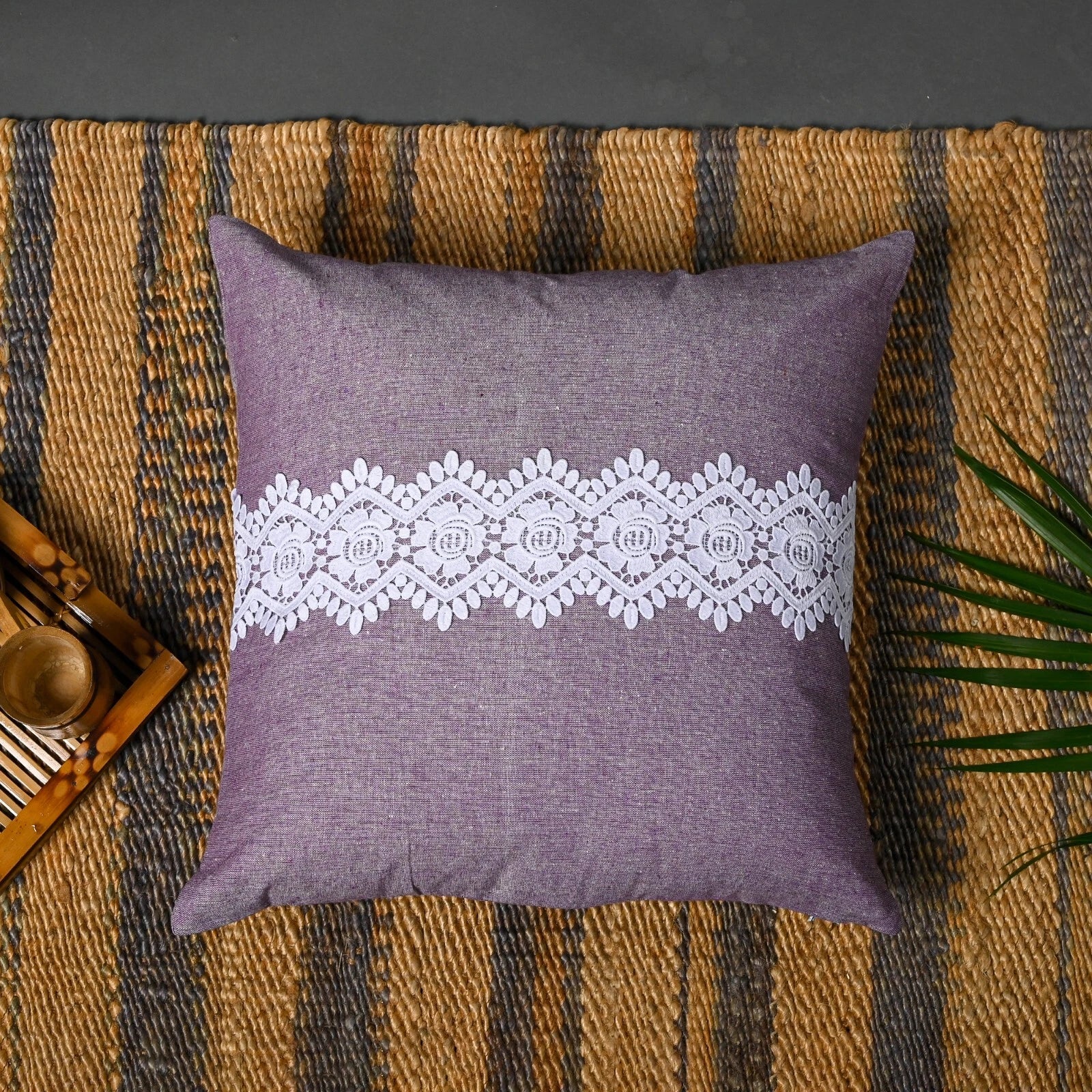 Home Decor Cushion Cover Sofa Decorative Throw Pillowcase Covers Solid with Lace