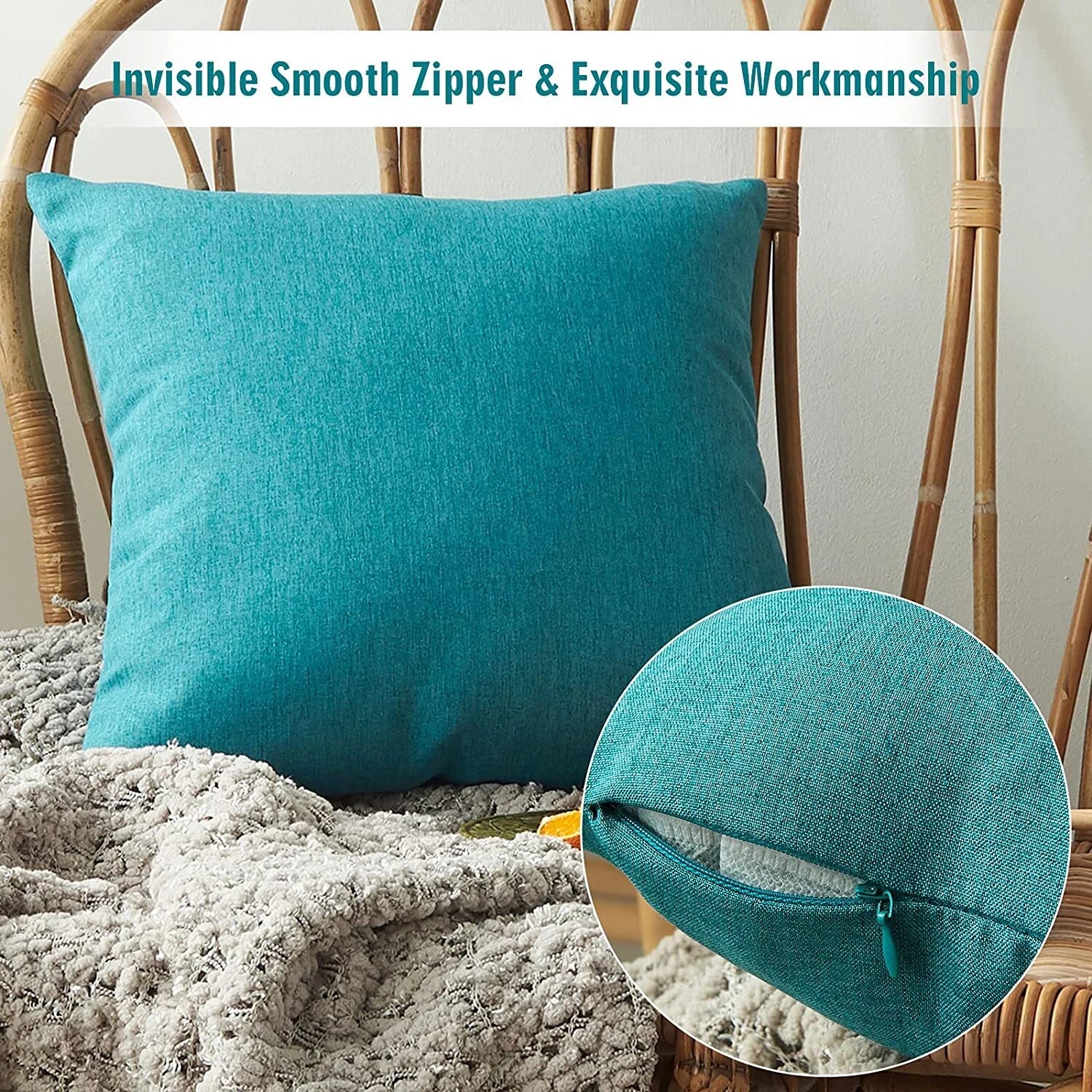 Outdoor Waterproof Cushion Cover Square Pillow Cases for Patio Tent Couch Sofa