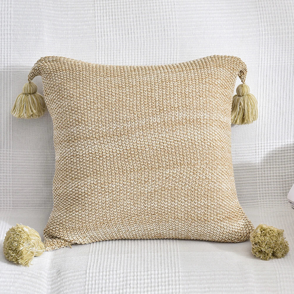 Square Knitted Pillow Case Throw Waist Sofa Bed Cushion Cover Buttons Home Decor