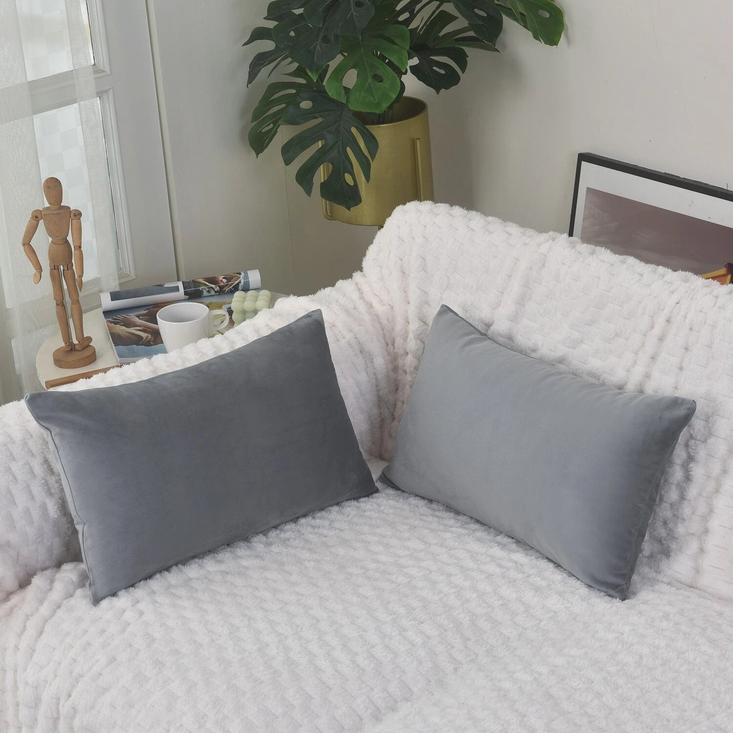 Plain Velvet Cushions Covers 30x51 cm Luxury Soft Velvet Sofa Bed Pillow Cases