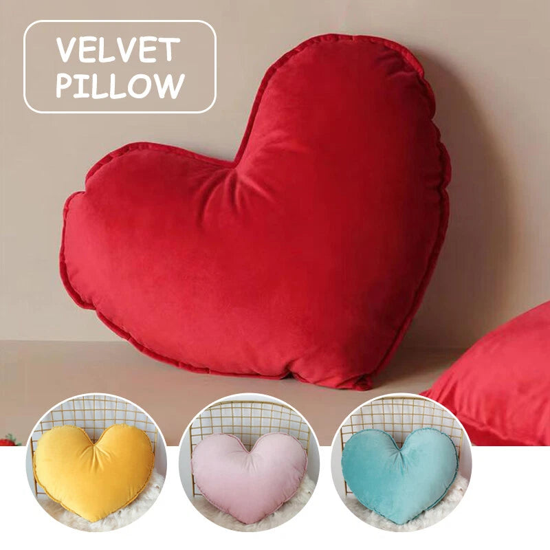 Heart Pillowcase Cushion Soft Velvet Pillow Sofa Chair Living Room Bed Decor