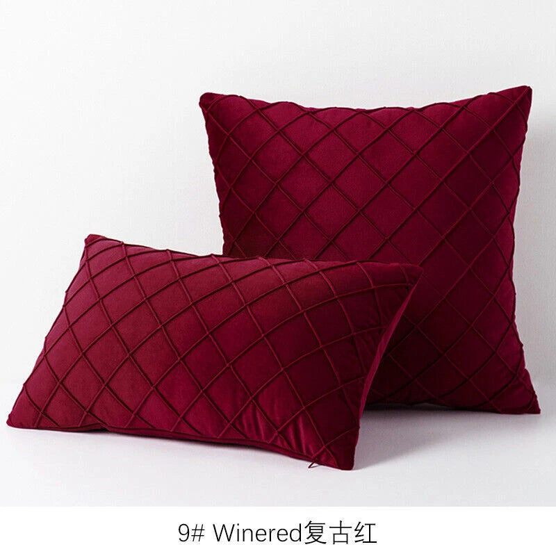 Velvet Check Cushion Cover Soft Pillow Case Sofa Bed Home Decor 18x18in 20x20in