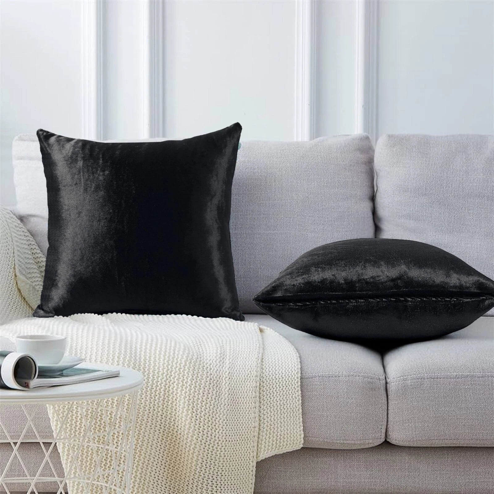 Pack of 4 Plush Velvet Cushion Covers Extra Soft Sofa Throw Pillow Cases 17"x17"