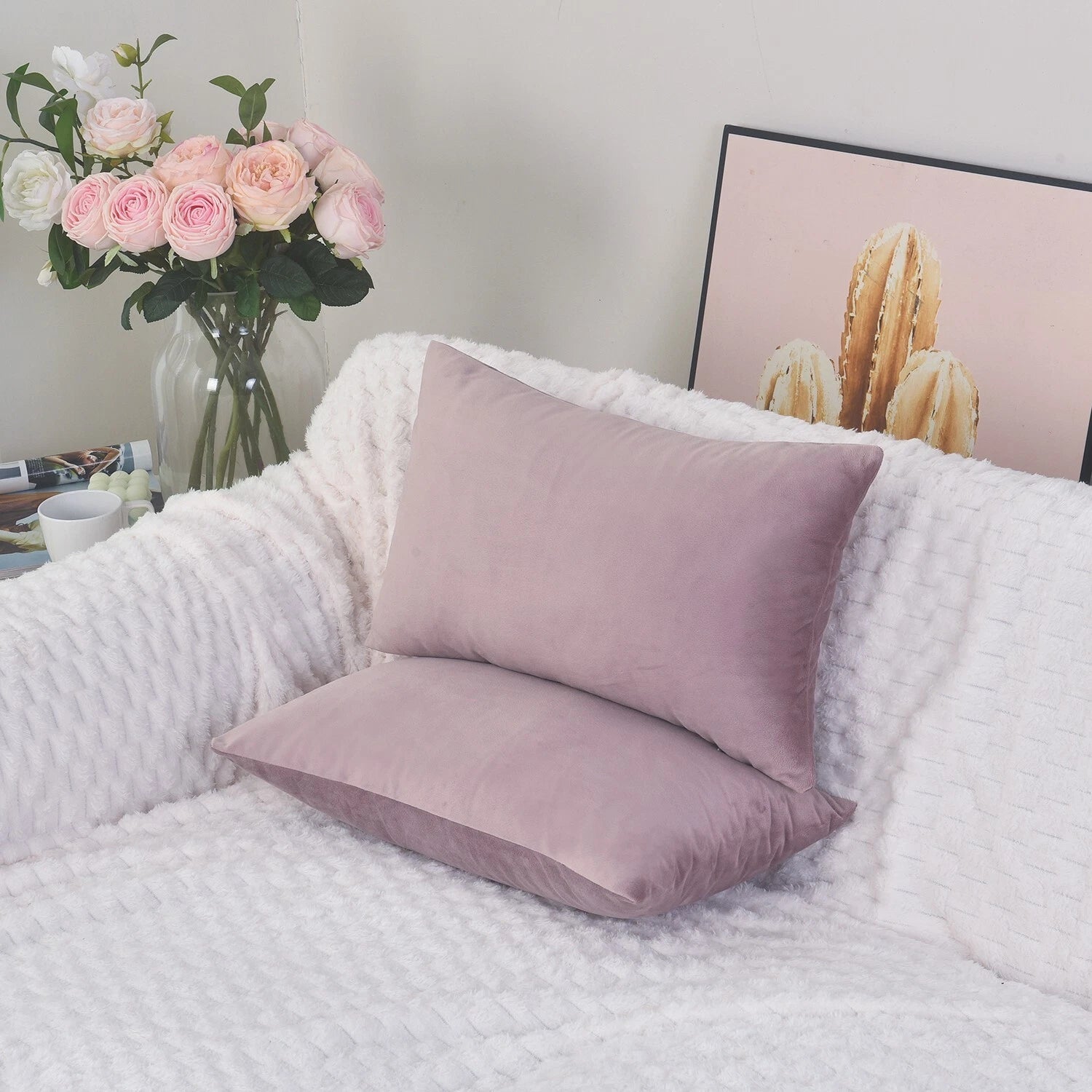 Plain Velvet Cushions Covers 30x51 cm Luxury Soft Velvet Sofa Bed Pillow Cases