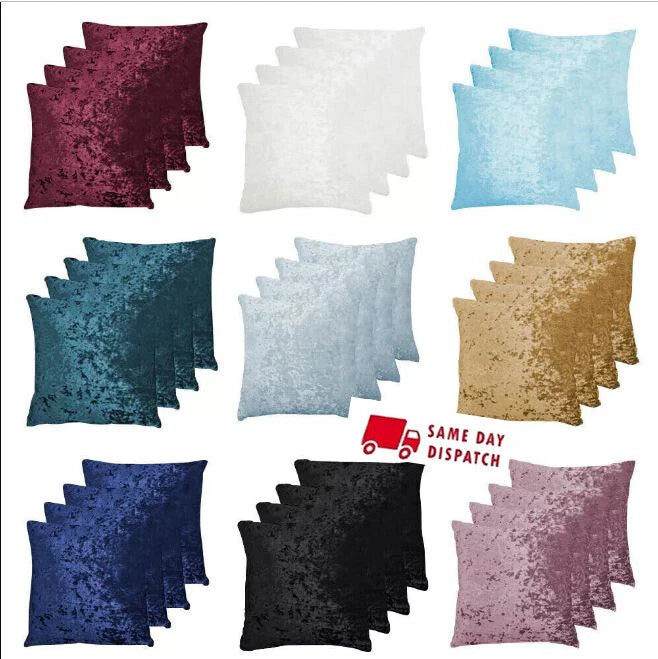 Umi Velvet Cushion Covers Plain Throw Pillow Cases Seat Sofa Bed Set of 4 Square