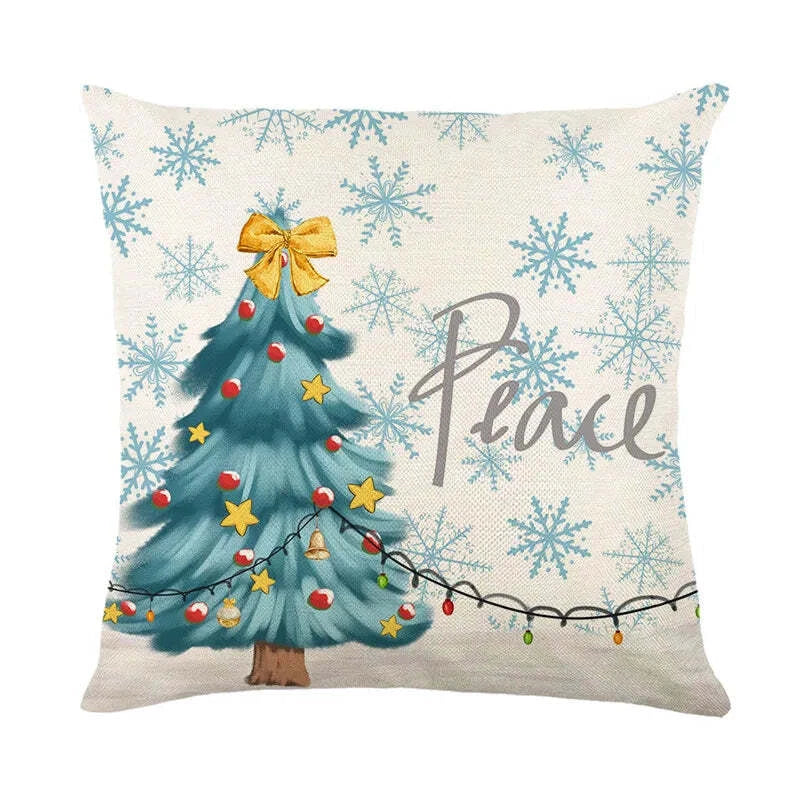 Pink Christmas Tree Pillowcase -  Cushion Cover for Sofa, Living