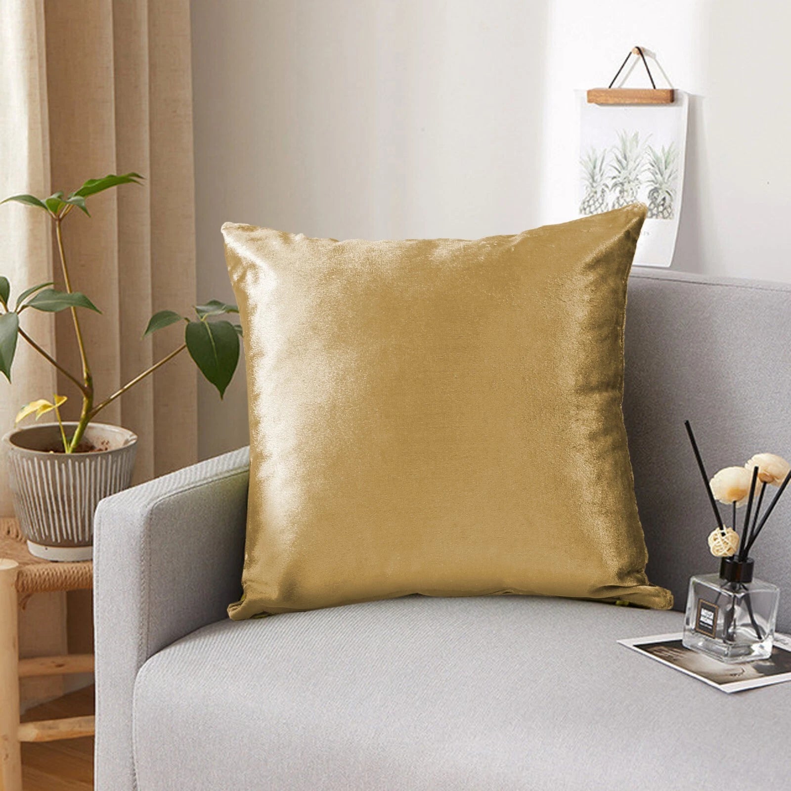 Pack of 4 Plush Velvet Cushion Covers Extra Soft Sofa Throw Pillow Cases 17"x17"