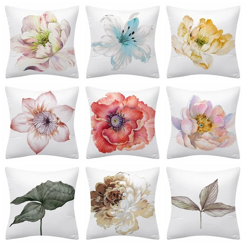 PILLOW COVER Floral Flower Decorative Double Sided Soft Sofa Cushion Case 18x18"