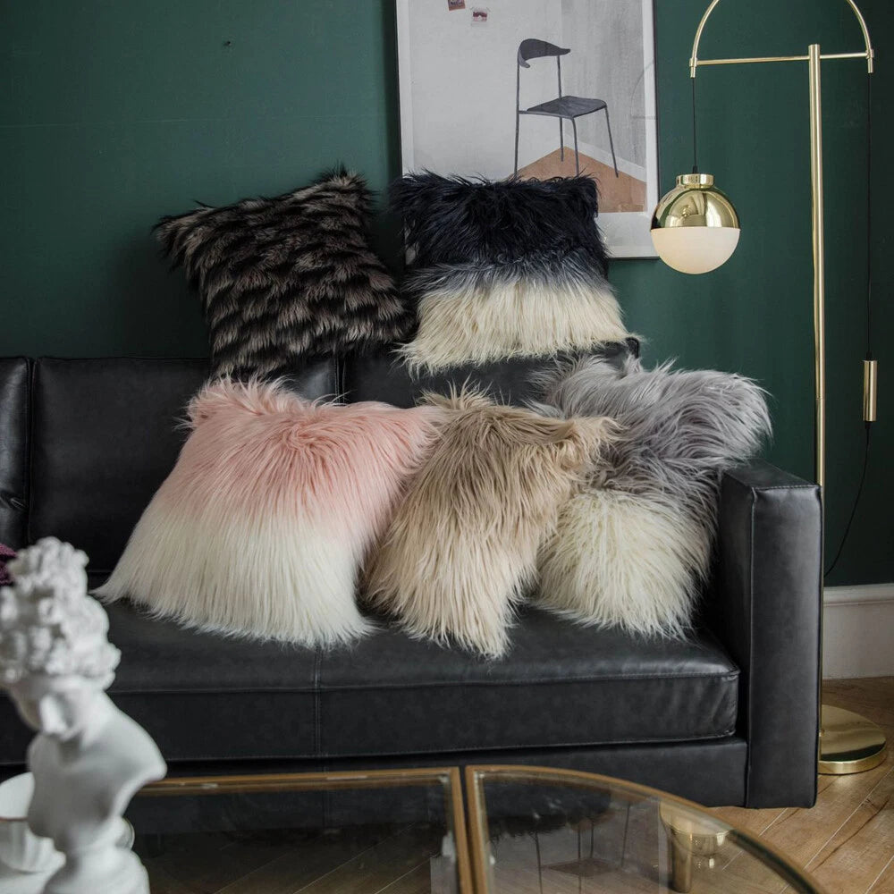 Faux Wool Shaggy  Throw Pillow Case Waist Cushion Cover Bed Sofa Home Decor