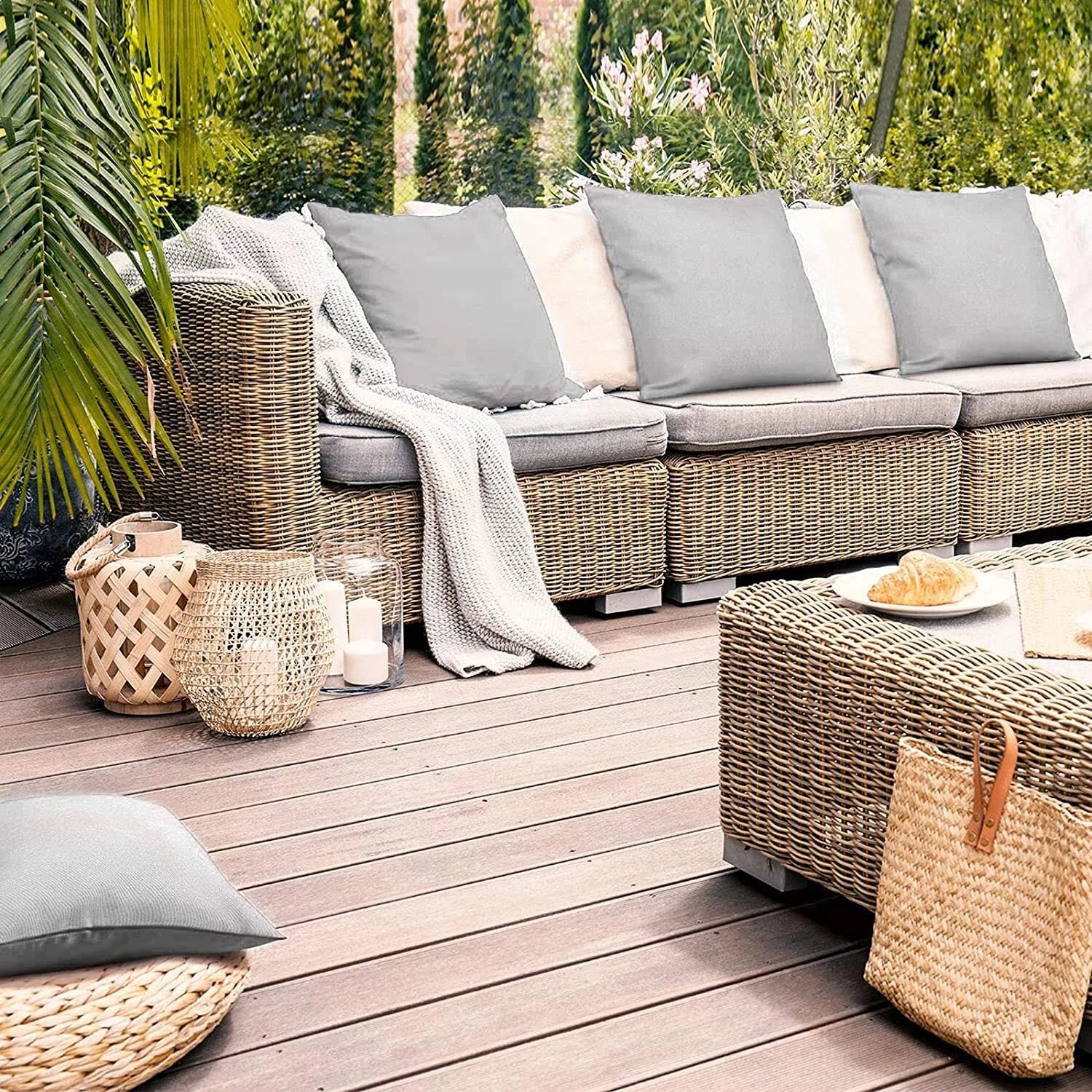 Outdoor Waterproof Cushion Cover Square Pillow Cases for Patio Tent Couch Sofa