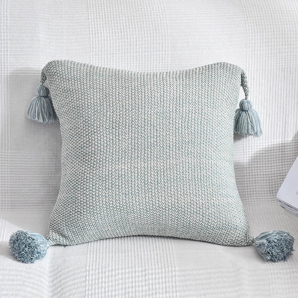Square Knitted Pillow Case Throw Waist Sofa Bed Cushion Cover Buttons Home Decor