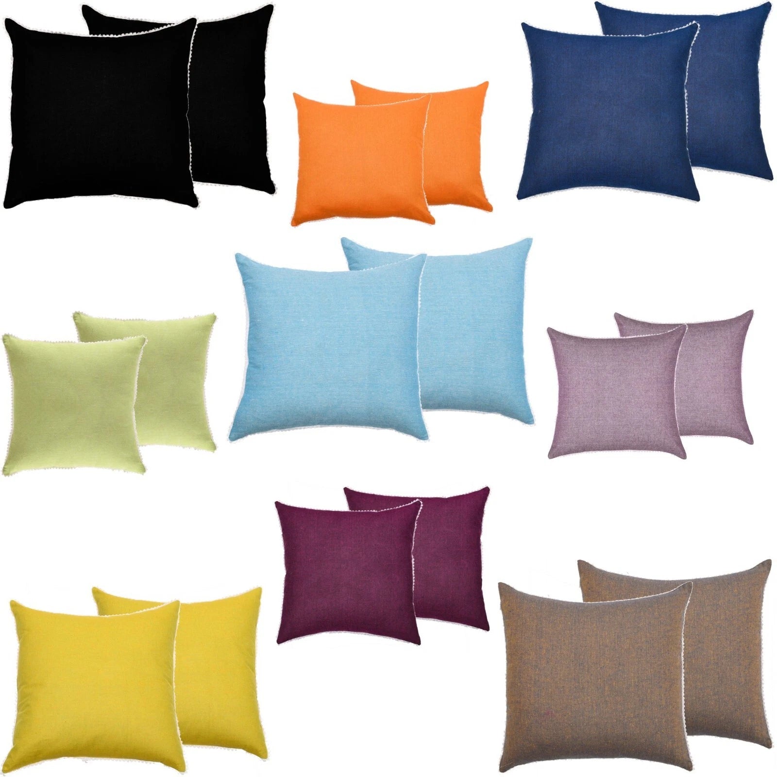 Pillow Covers Cotton Throw Cushion Case Cover Sofa Home Decor Solid with Lace-S2