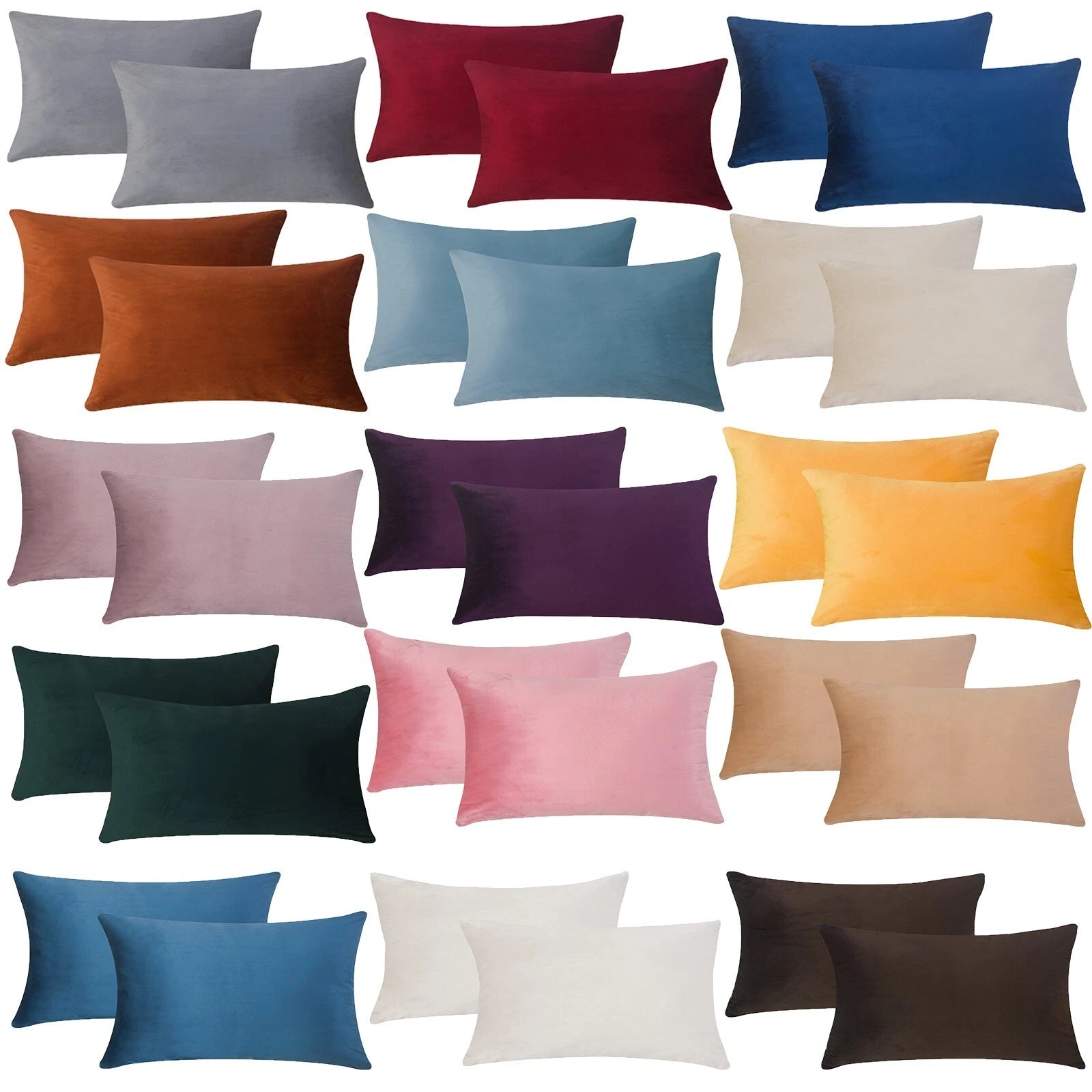 Plain Velvet Cushions Covers 30x51 cm Luxury Soft Velvet Sofa Bed Pillow Cases