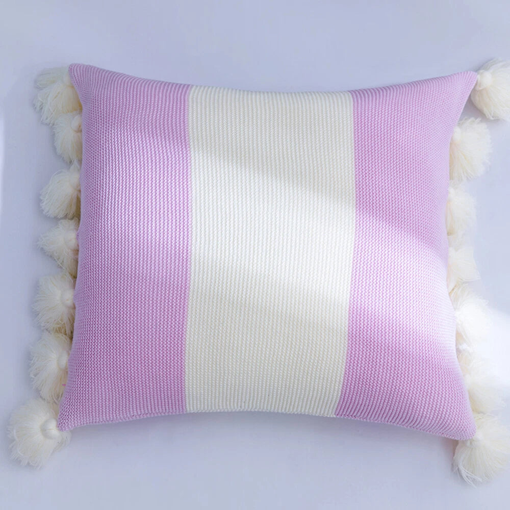 Knitted With Tassel Throw Pillowcase Sofa Office Bed Waist Cushion Pillow Cover