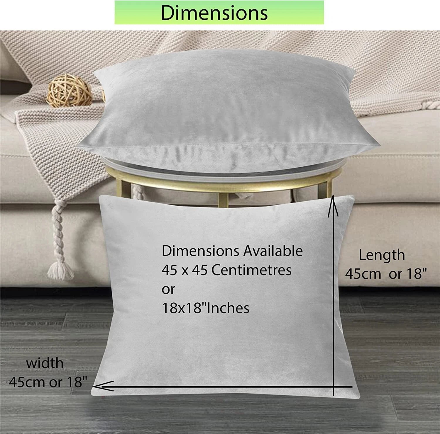 Crushed Cushion Covers or Velvet Cushions 18 x 18 Set of 2 Pair Bed Sofa Pillow