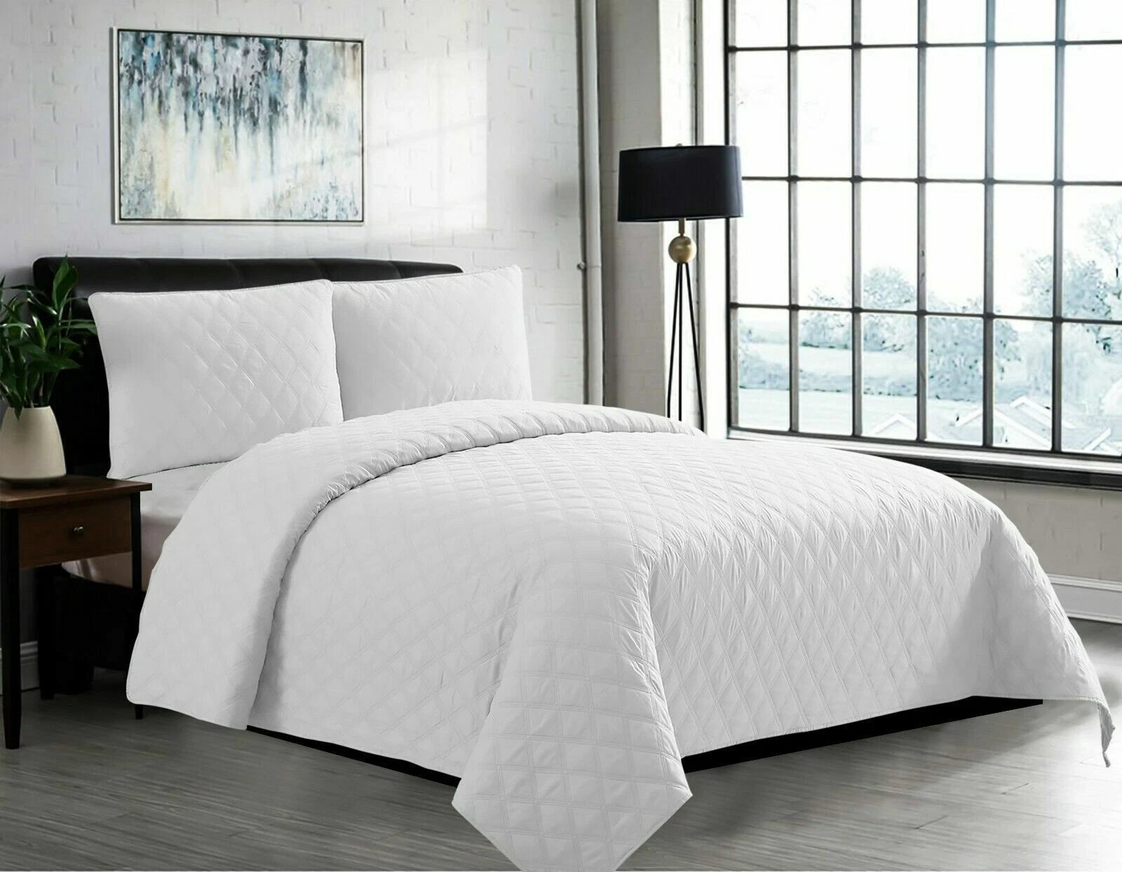 Luxury Embossed Quilted Bedspread Sofa Throw & Pillowcase Double King Bed Set*