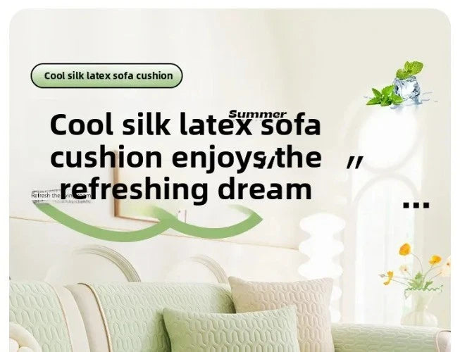 Solid Color Ice Silk Sofa Cushion Covers Universal Seat Pad Non-slip L Shaped