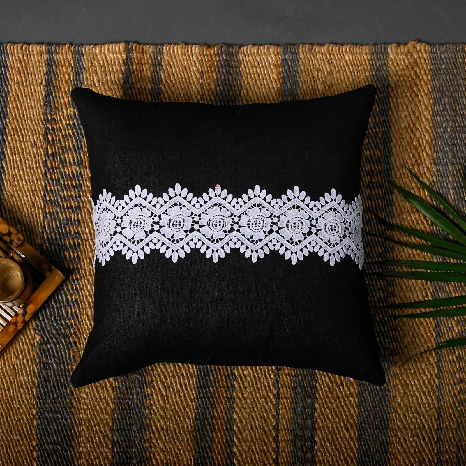 Home Decor Cushion Cover Sofa Decorative Throw Pillowcase Covers Solid with Lace