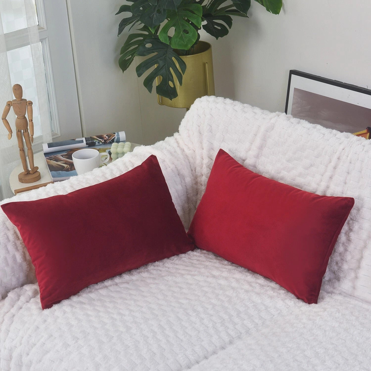 Plain Velvet Cushions Covers 30x51 cm Luxury Soft Velvet Sofa Bed Pillow Cases