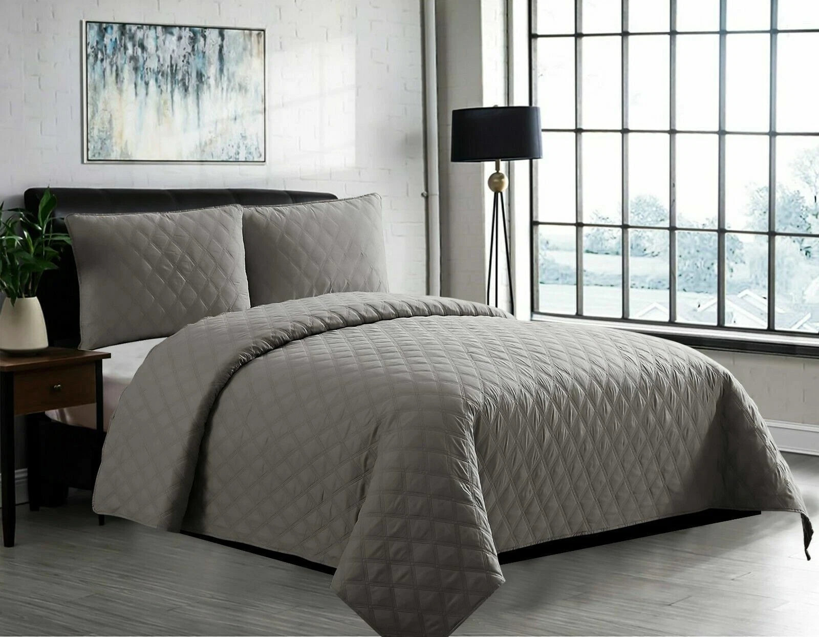 Luxury Embossed Quilted Bedspread Sofa Throw & Pillowcase Double King Bed Set*