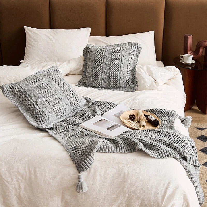 Square Knitted Pillowcase Sofa Bed Throw Waist Cushion Cover Office Pillow Case