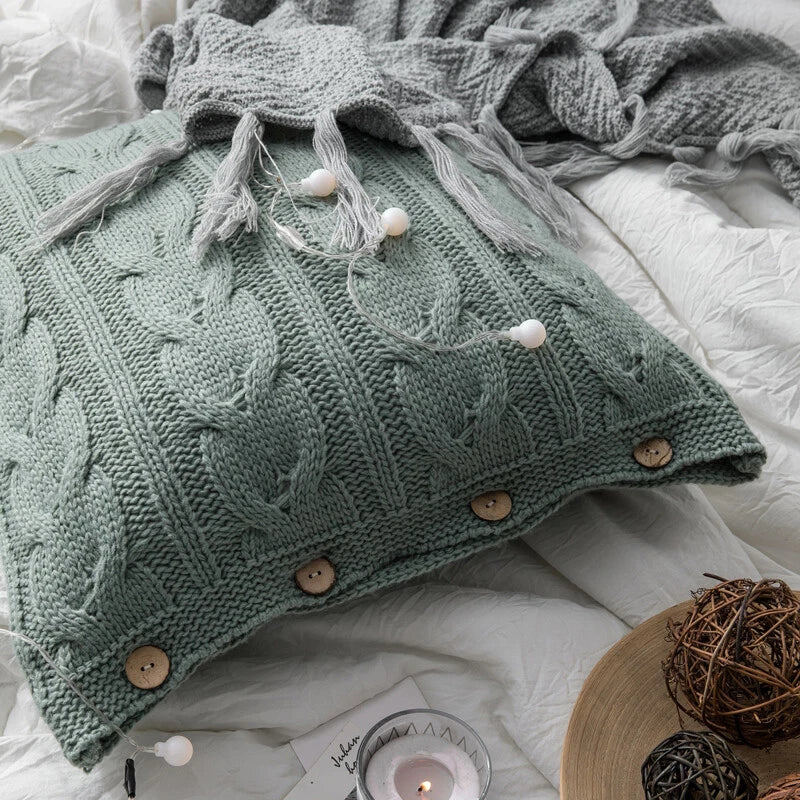 Knitted Cushion Cover Pillowcase Sofa Bed Throw Waist Pillows Case Home Decor