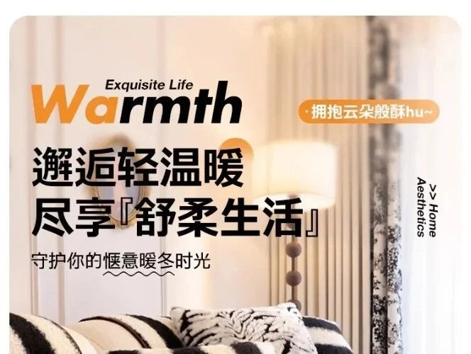 1PC Plush Sofa Mat Cover Lamb Wool Sofa Cushion White Stripes Couch Slipcover