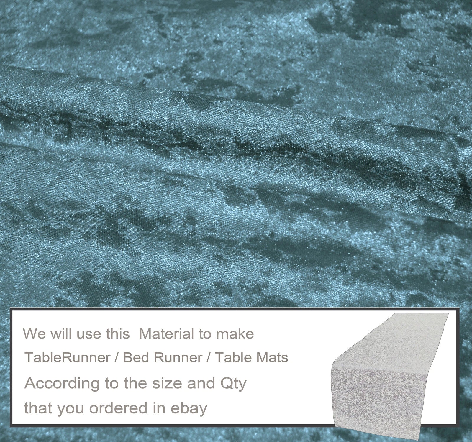 Mv18 Dark Teal Crushed Velvet Sofa Seat Patio Bench Cushion Bolster Cover/Runner