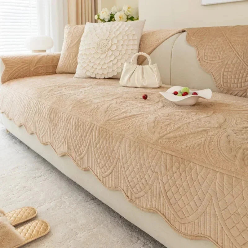 Short Plush Sofa Cushion Living Room Non-slip Sofa Towel Mat Couch Cover Corner