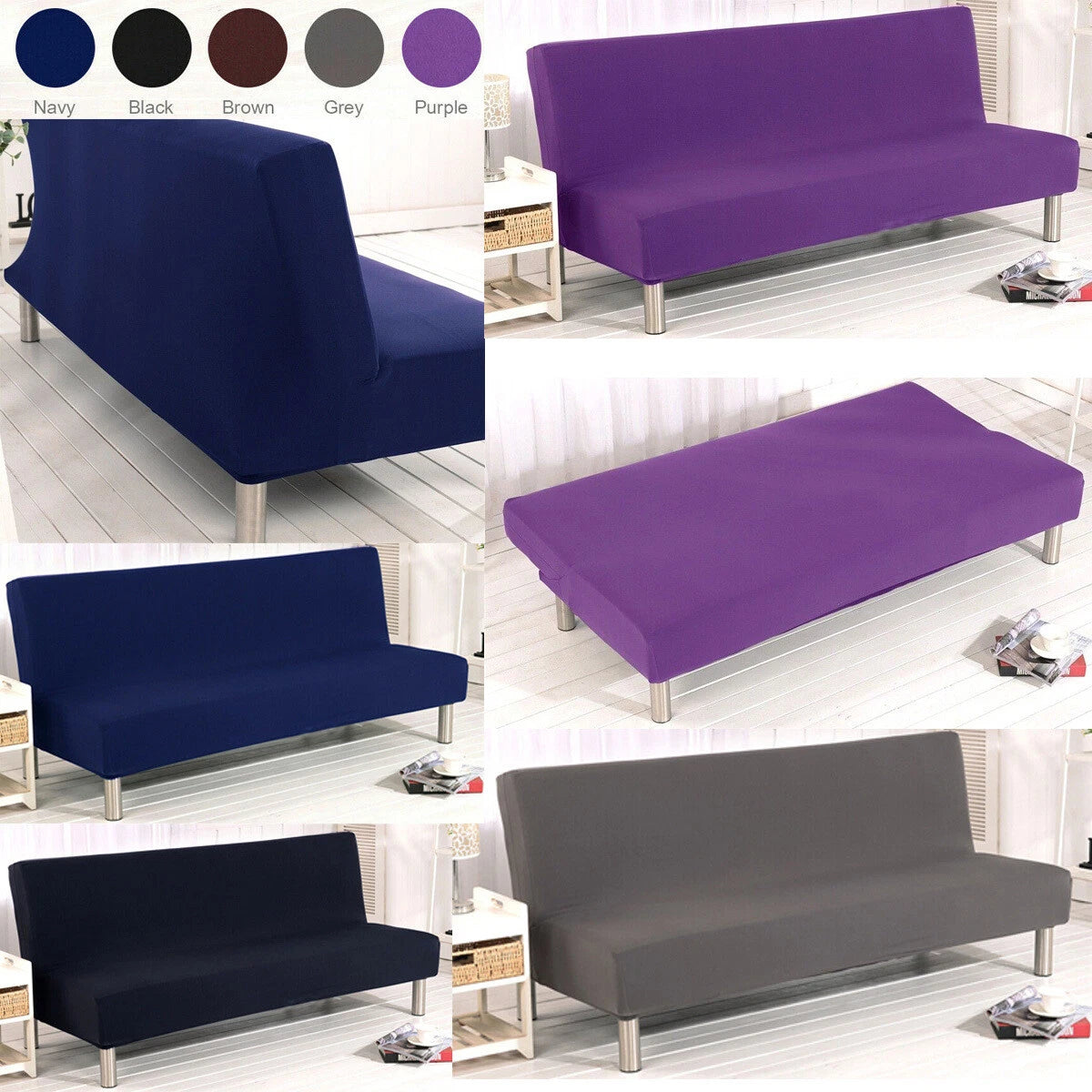 Stretch Sofa Slipcover Armless Chair Cover Sofa Bed Cover +Pillowcase Home Decor