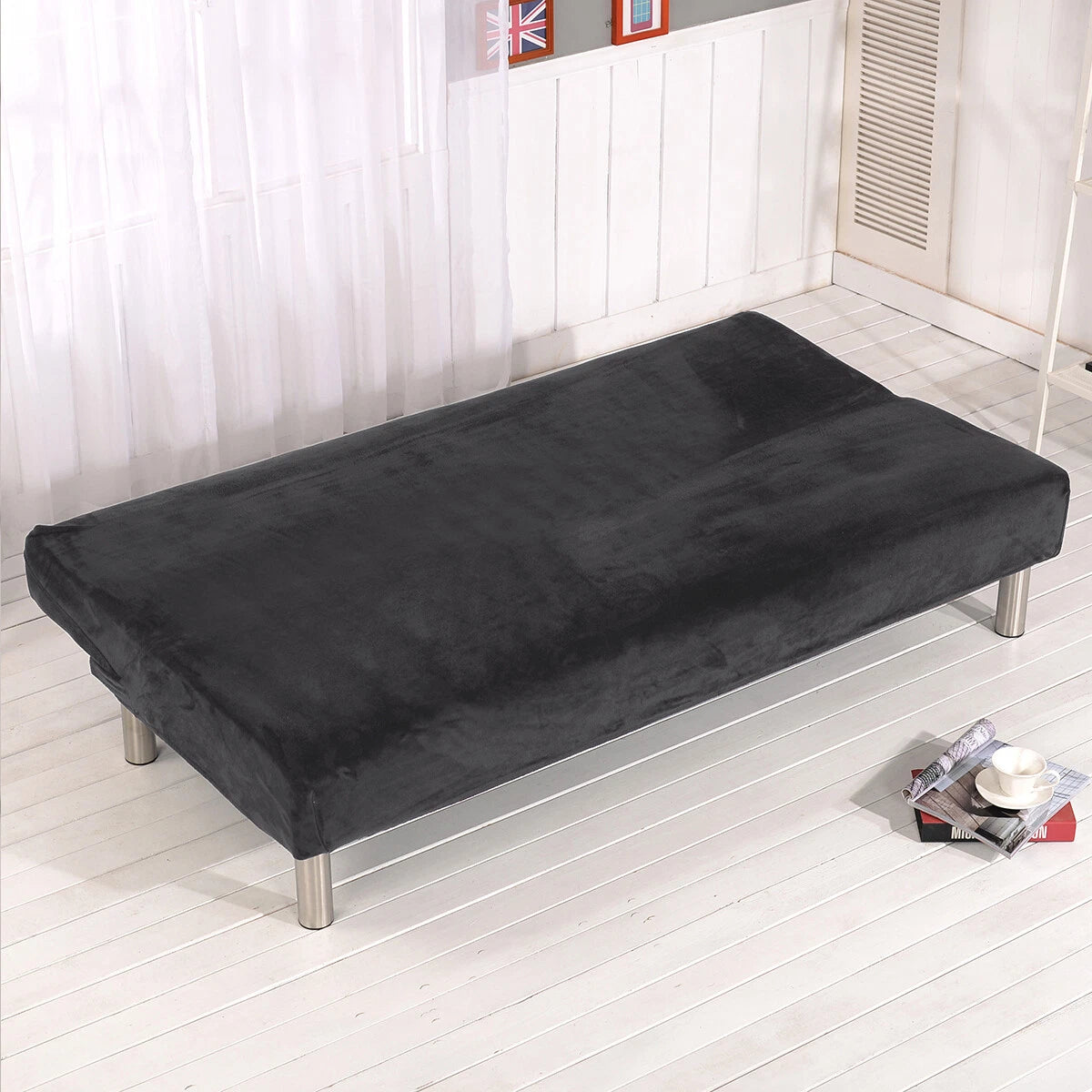 Armless Sofa Bed Cover Futon Full Size Thicker Plush Sofa Slipcover New