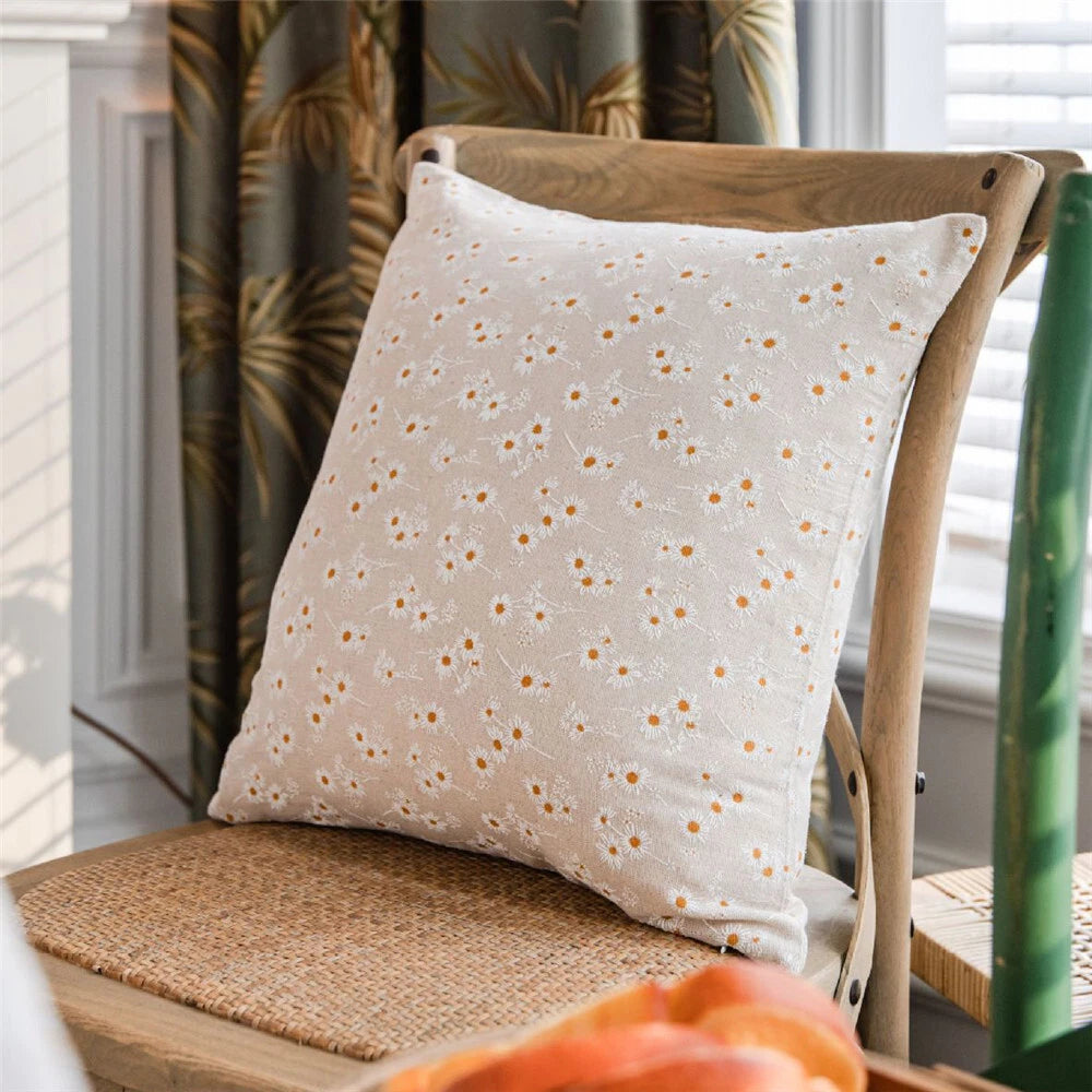 Daisy Print Tablecloth Cushion Cover Square Pillowcase Sofa Bed Home Decor 1pc