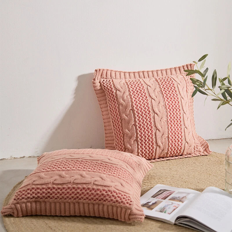 Square Knitted Pillowcase Sofa Bed Throw Waist Cushion Cover Office Pillow Case