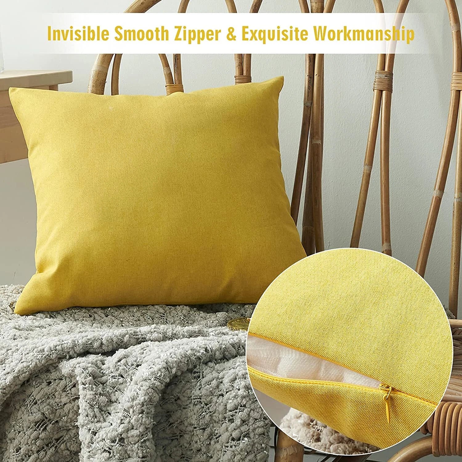 Outdoor Waterproof Cushion Cover Square Pillow Cases for Patio Tent Couch Sofa