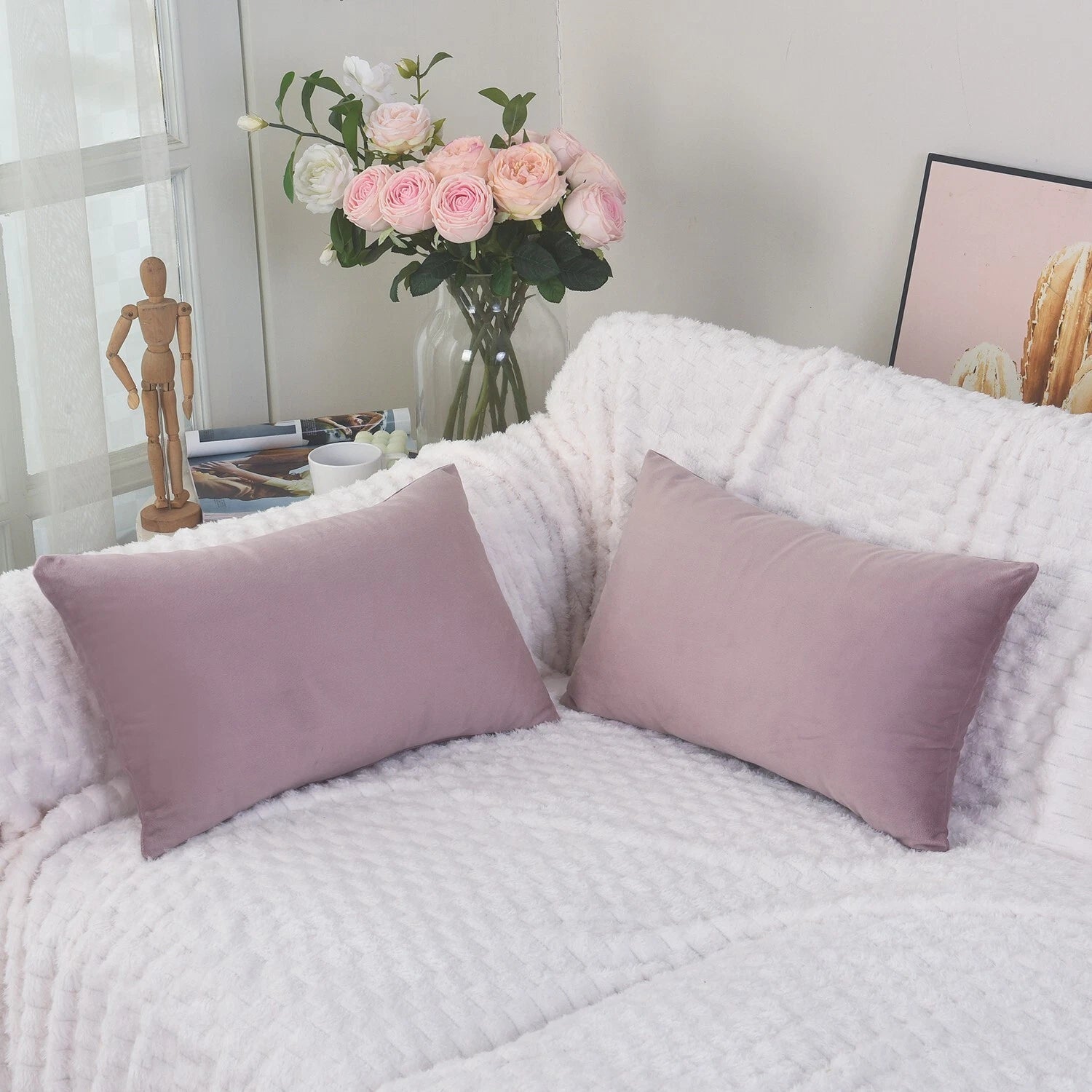 Plain Velvet Cushions Covers 30x51 cm Luxury Soft Velvet Sofa Bed Pillow Cases