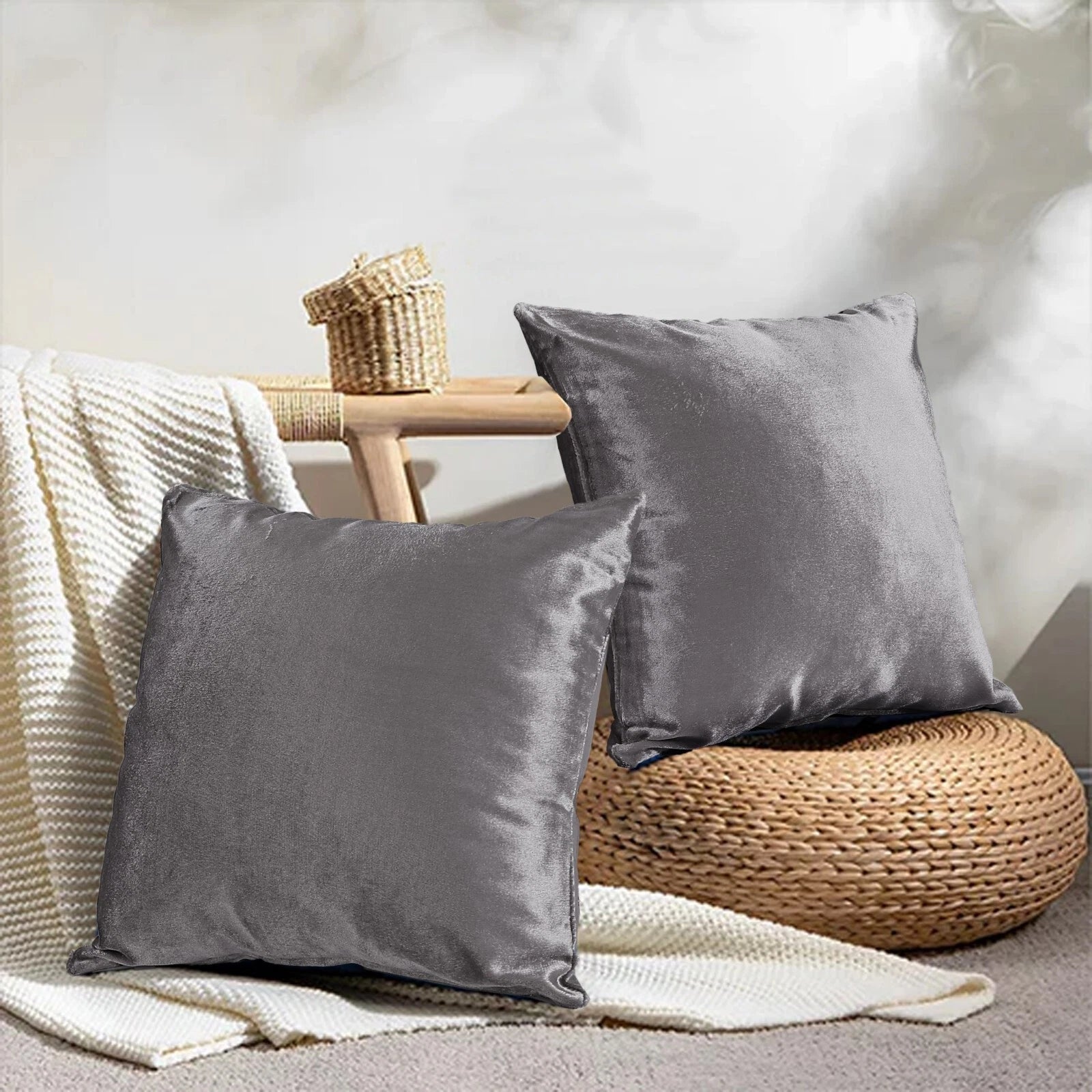 Pack of 4 Plush Velvet Cushion Covers Extra Soft Sofa Throw Pillow Cases 17"x17"