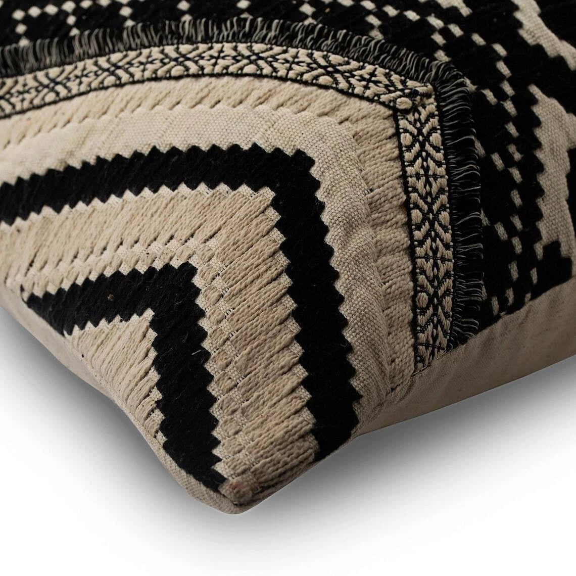 Decorative Sofa Cushion Case Black 16"x16", Bed Decor Cotton - Moroccan Lounge
