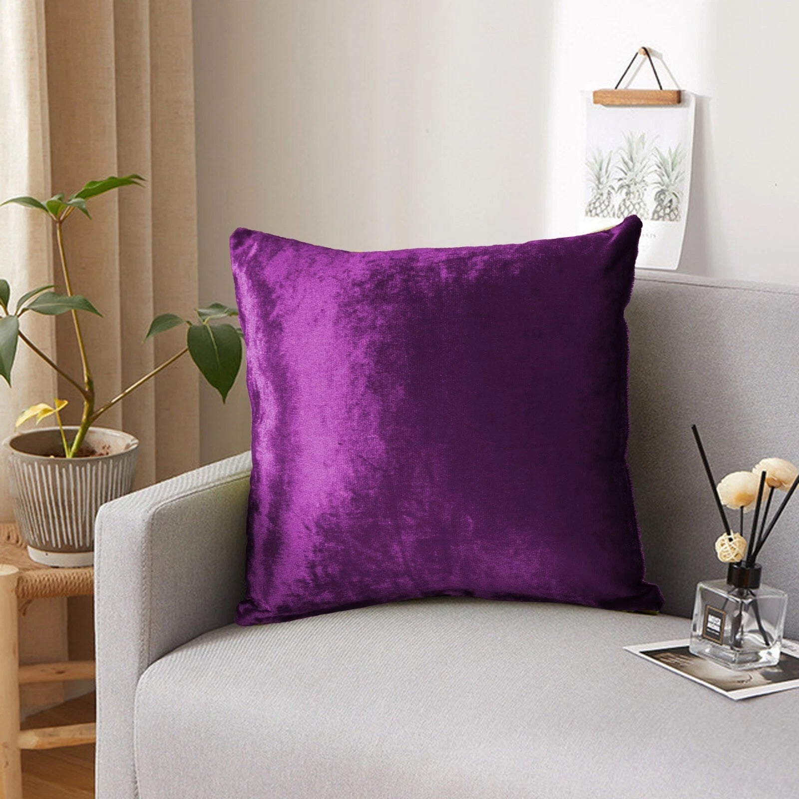 Pack of 4 Plush Velvet Cushion Covers Extra Soft Sofa Throw Pillow Cases 17"x17"