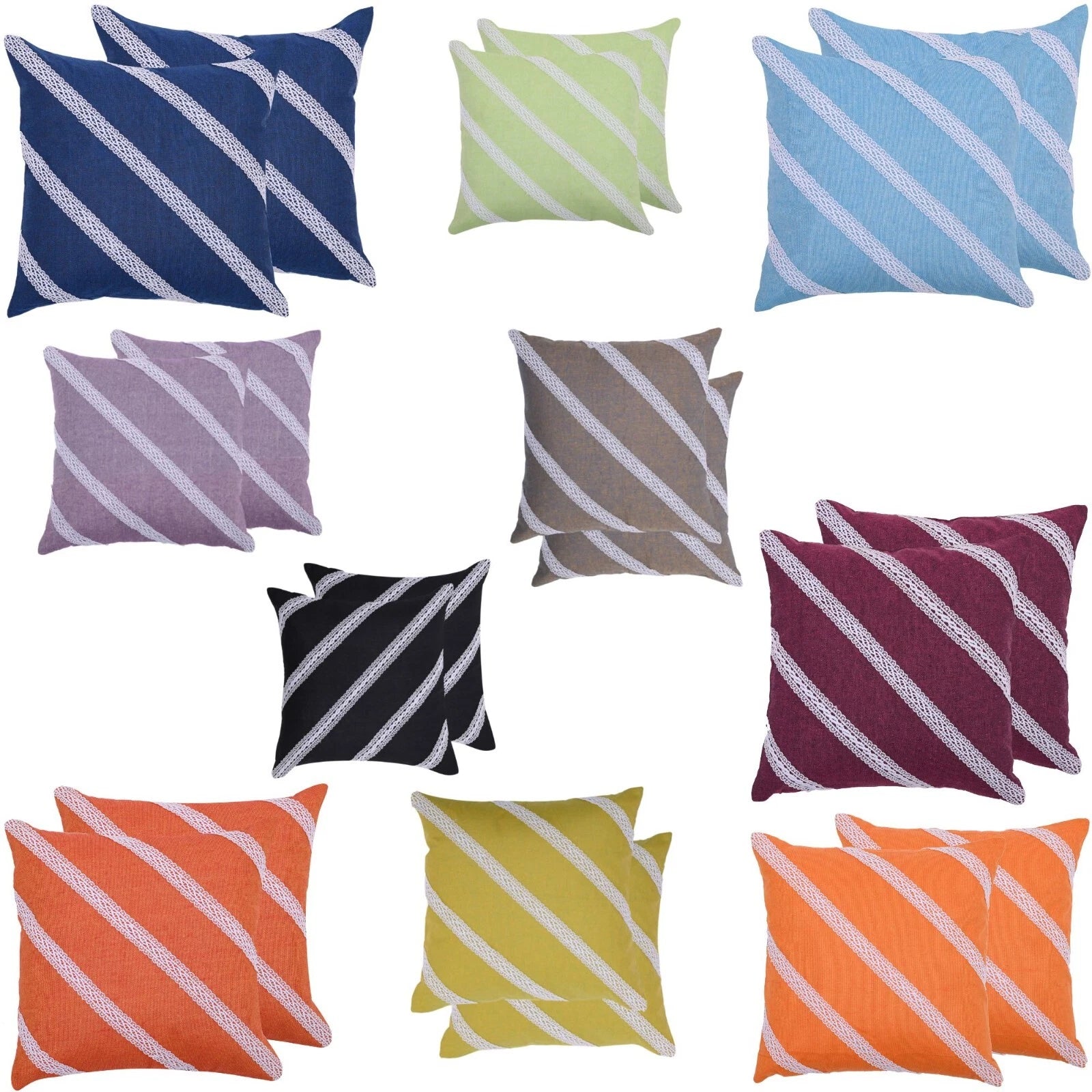 Home Decorative Cotton Cushion Cover Throw Pillowcase Sofa Decor Diagonal Lace