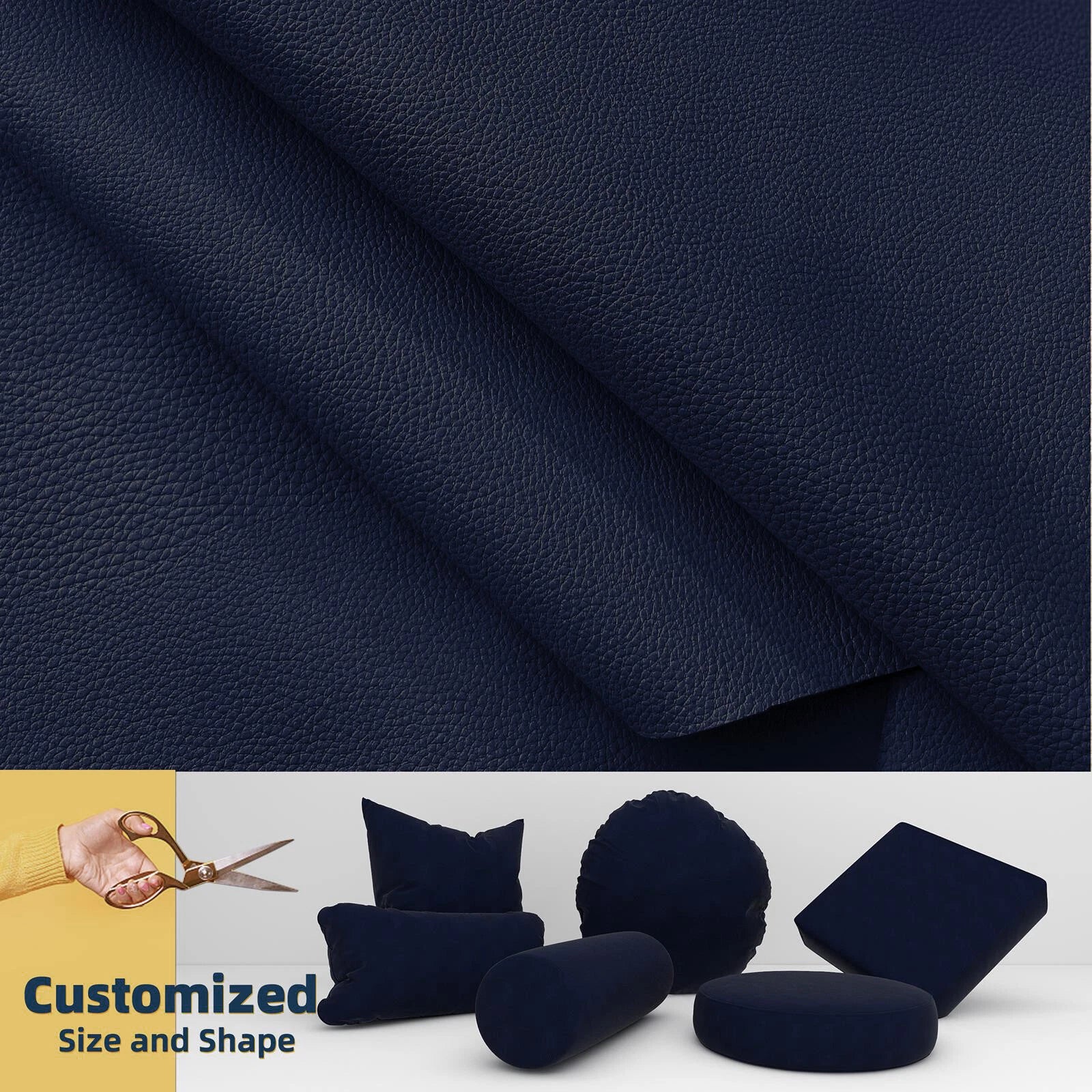 Pb014 Cushion Cover*Dark Navy Blue*Faux Leather synthetic Litchi Skin Sofa Seat