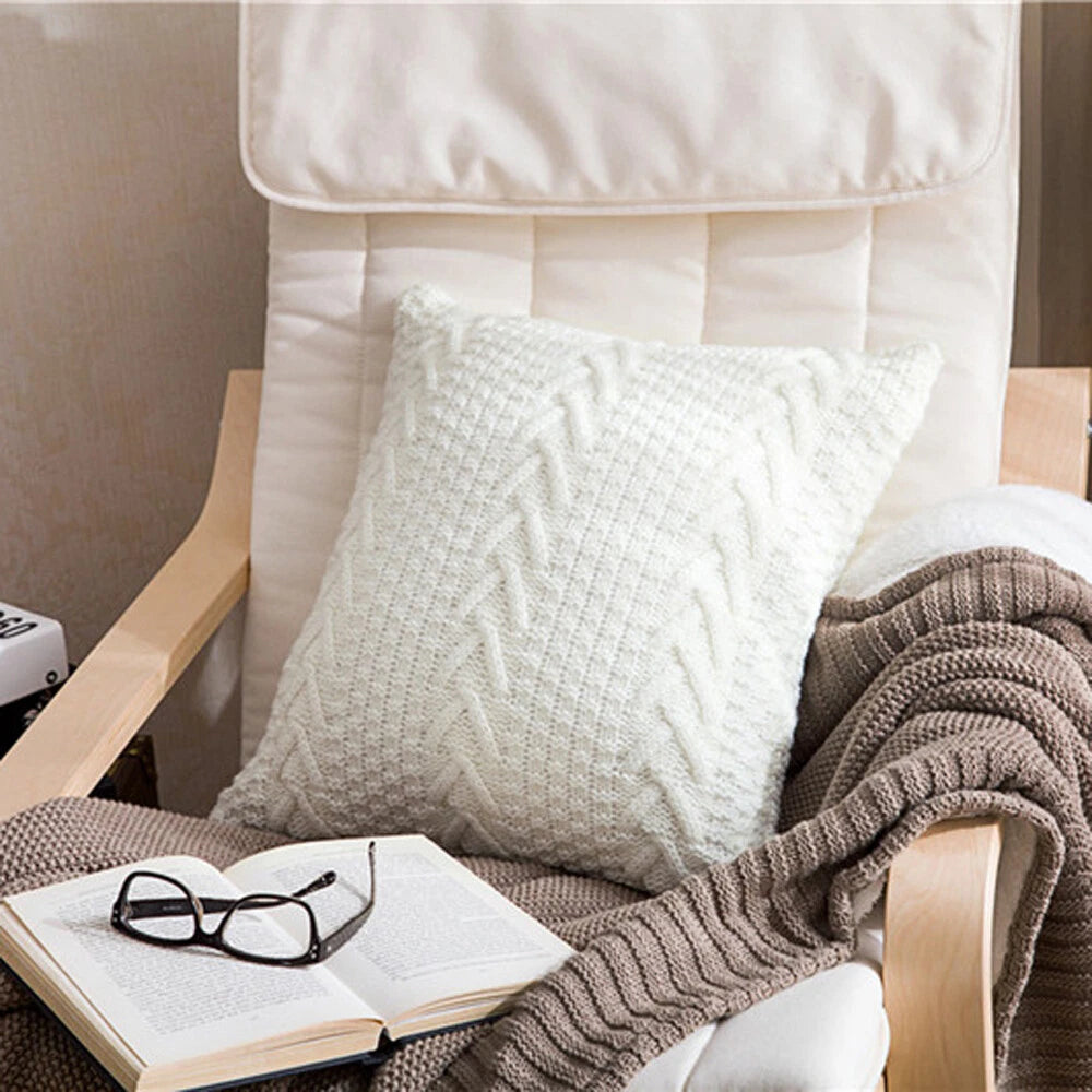 Knitted Pillow Cover Pillowcase Coreless Pillow Cushion Throw Sofa Car Bed Decor