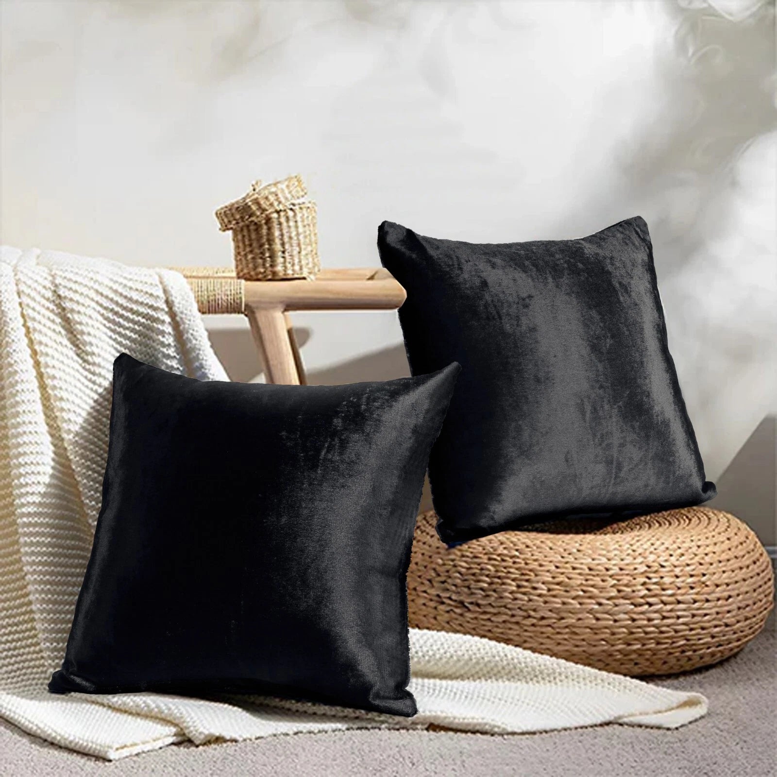 Pack of 4 Plush Velvet Cushion Covers Extra Soft Sofa Throw Pillow Cases 17"x17"