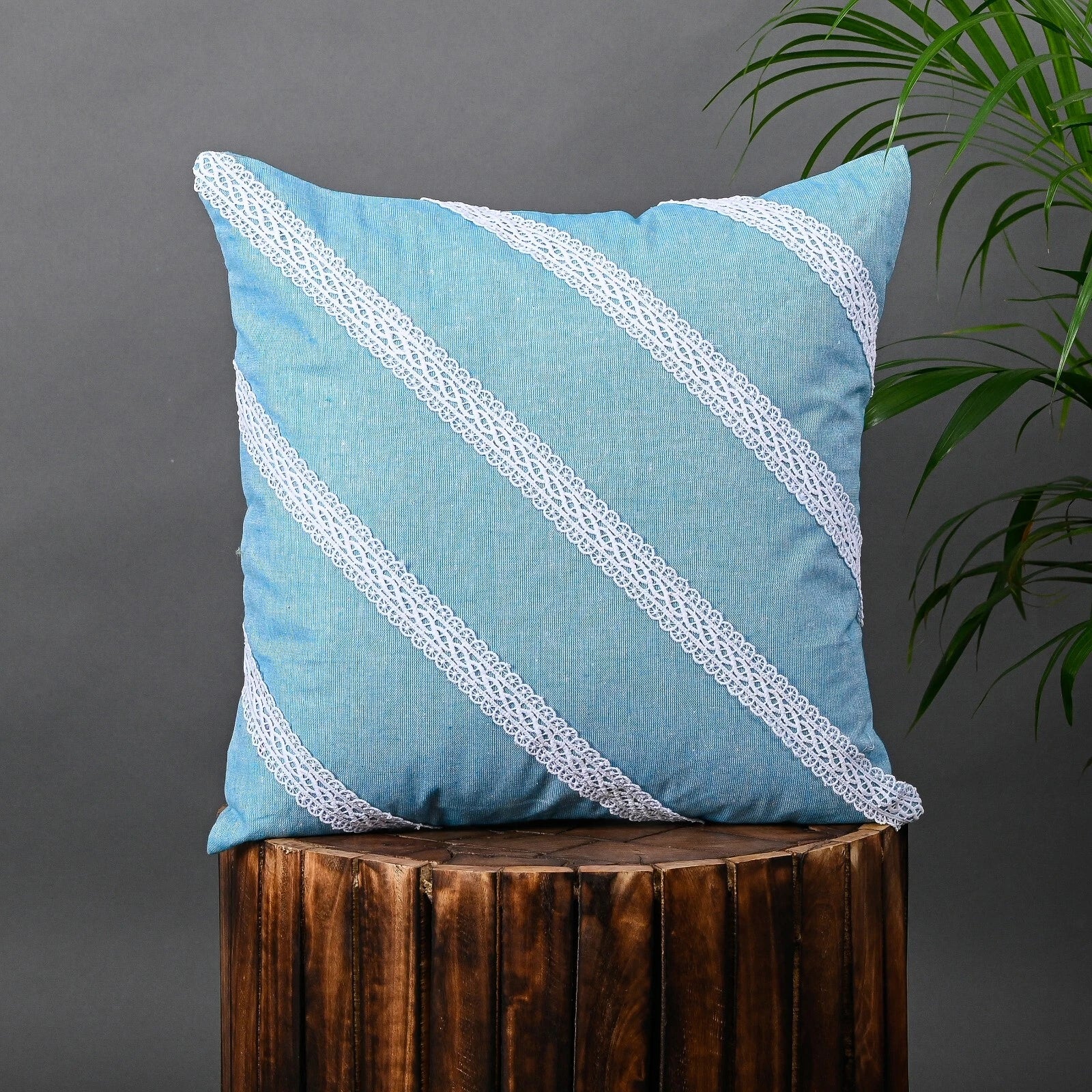 Home Decorative Cotton Cushion Cover Throw Pillowcase Sofa Decor Diagonal Lace