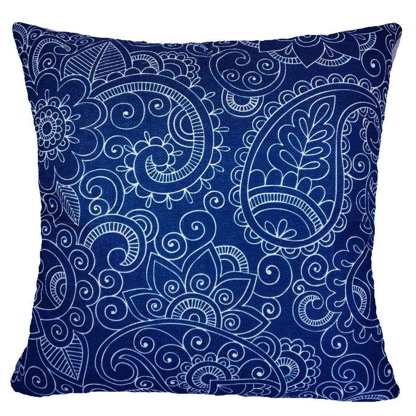 Throw PILLOW COVER Linen Navy Blue Double-Sided Decorative Cushion Case 16x16"