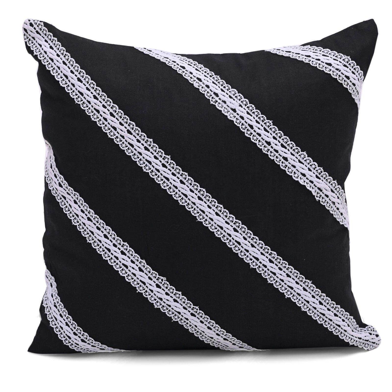 Decorative Cushion Cover Cotton Throw Pillow Case Home Sofa Decor Diagonal Lace