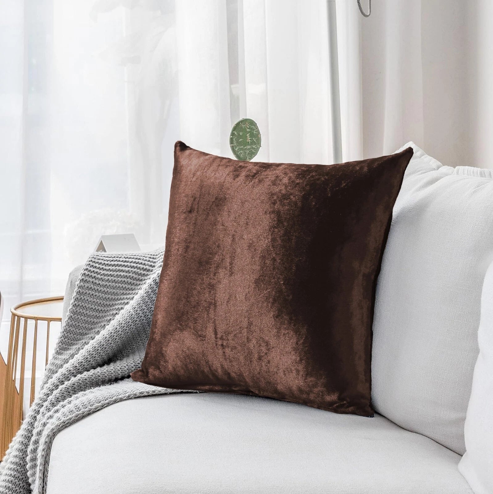 Pack of 4 Plush Velvet Cushion Covers Extra Soft Sofa Throw Pillow Cases 17"x17"