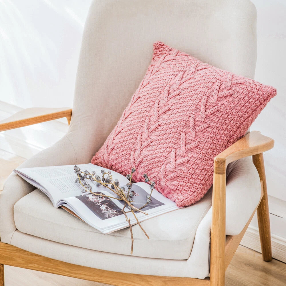 Square Knitted Pillow Case Throw Waist Sofa Bed Cushion Cover Buttons Home Decor